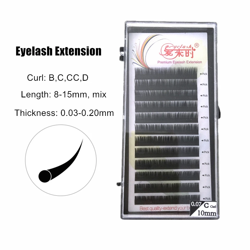 NEWCOME Korea Eyelash Extensions B C CC D Curl False Eyelashes Individual Lashes For Building Silk Volume 0.03-0.20mm | Красота и