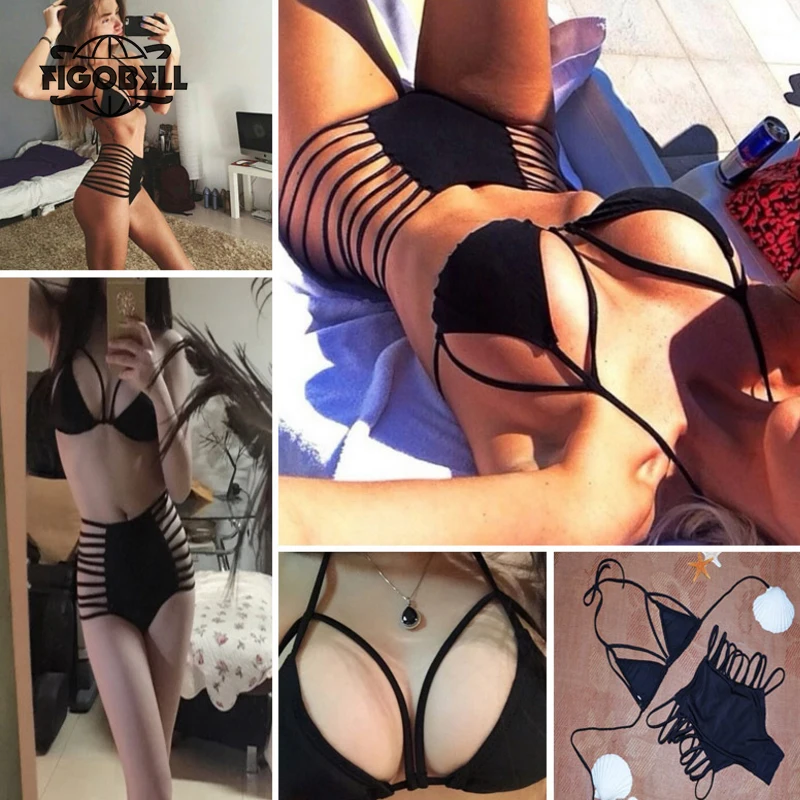 Женский купальник бикини FIGOBELL треугольный с высокой талией 2017|suit suit|suit topsuit women |