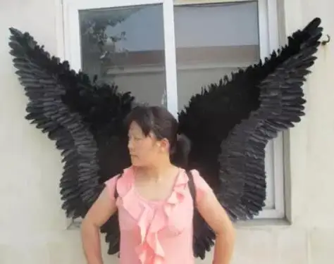 Модная серия милых ангелов и демонов черные большие крылья ангела модель подиума