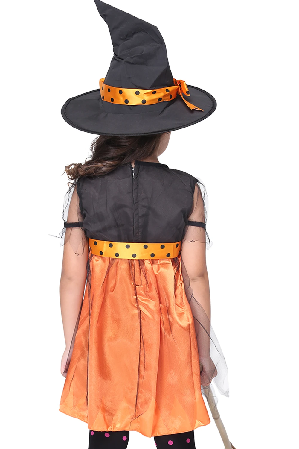 

Girl 1 Witch Dress + 1 hat cap Princess Party Dresses Tutu Baby Kids Children Clothing carnival halloween Cosplay Costume