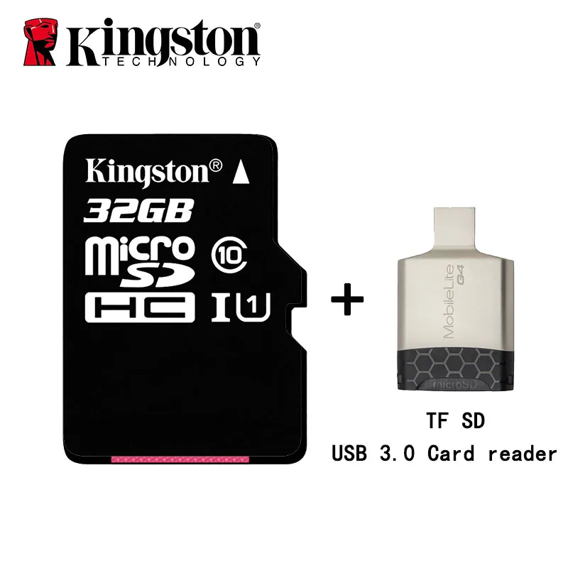 Карта памяти Kingston Micro SD class 10 карта MicroSDHC на 32 ГБ TF с разъемом USB 3 0 кардридер