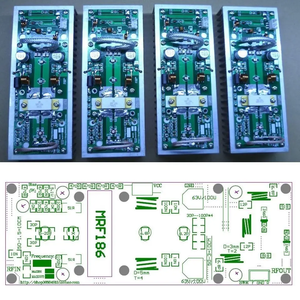 100 Вт UHF 400MHZ--470MHZ усилитель частоты плата мощности Ham Радио DIY наборы 433MHZ |