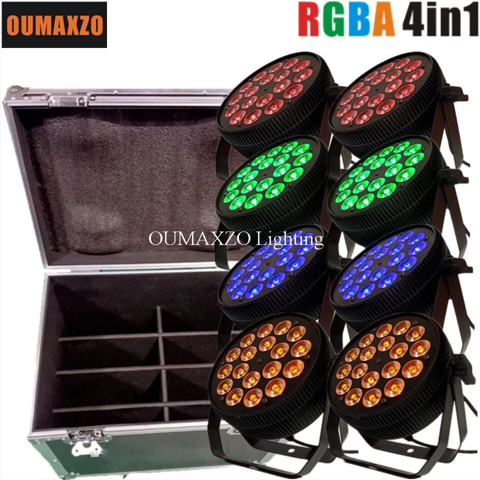 

8pcs/lot&flightcase ShowLight 18x12W slim LED Par Light RGBA alt Blizzard ProPar LED Projecter 18pcs 4in1 quad rgbA LED Stage