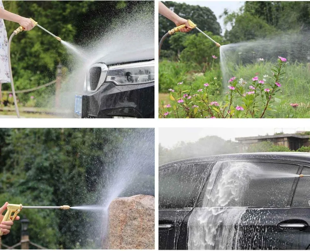 

New high pressure washer all-copper plating local gold plus long rod car wash water gun Household car washe brush car water gun