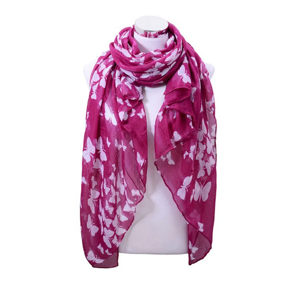 fashion butterfly voile scarf women Sping and Autumn thin long shawl echarpe ladies brand scarves Arabic hijab big size |