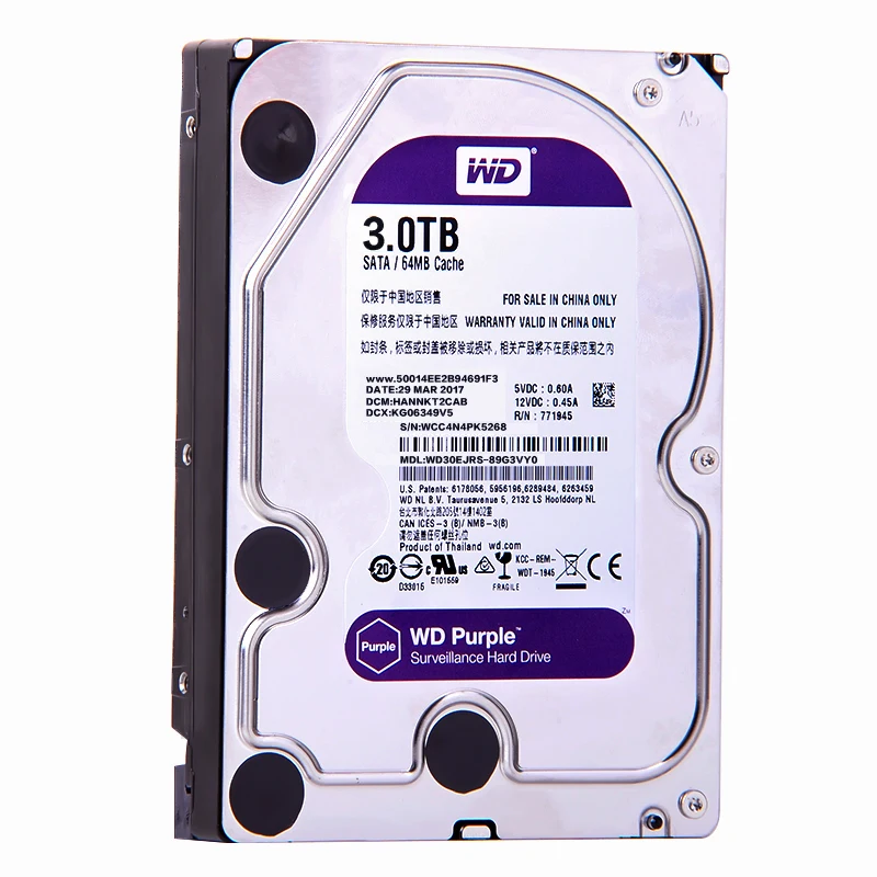 WD Purple 3TB SATA 6.0Gb/s 3.5&quot Internal Hard Drive for cctv Camera AHD DVR IP NVR WD30EJRX |