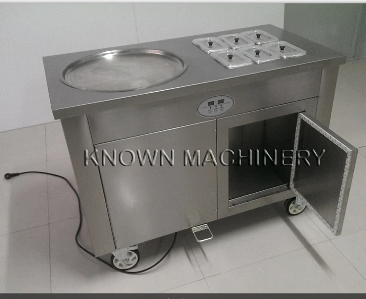 45 Cm Single Round Ice Pan With 6 Topping Tanks Of Fried Cream Roll Machine Refrigerated Cabinet | Бытовая техника