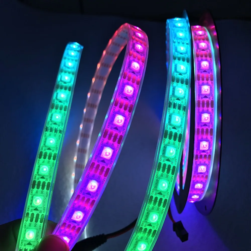 WS2815 DC12V прибор приемно-полноцветный RGB 5050 светодиодный полосы; 60 Светодиодный s/М, 5 м/рулон; заполнение эпоксидной смолой сапоги-трубы; IP68; белый печатных плат