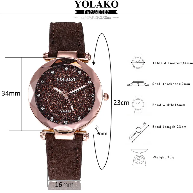 

YOLAKO Women's Watches Fashion Faux Leather Analog Pink & Black Quartz Wrist Watch Women Female hours clock relogio feminino #D