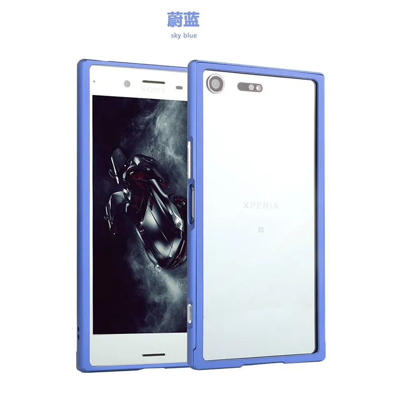 Металлический чехол для sony Xperia XZ Премиум бампер противоударный алюминиевый каркас ультра тонкий чехол для sony XZ Премиум чехол - Цвет: Синий