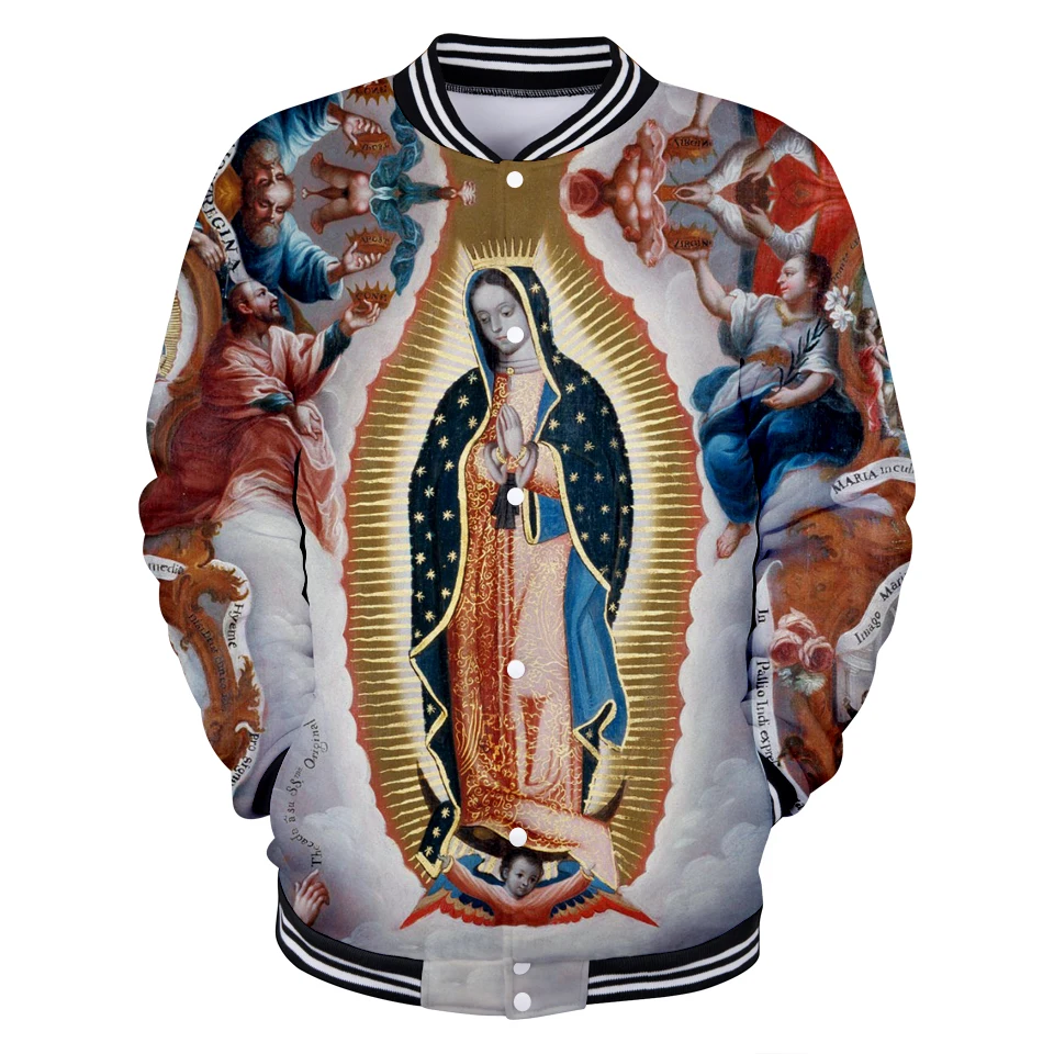 NEW Harajuku 3D Print Our Lady Guadalupe Long Sleeve Baseball Jacket Women harajuku Clothes 2019 japan New Arrival Fashion | Женская