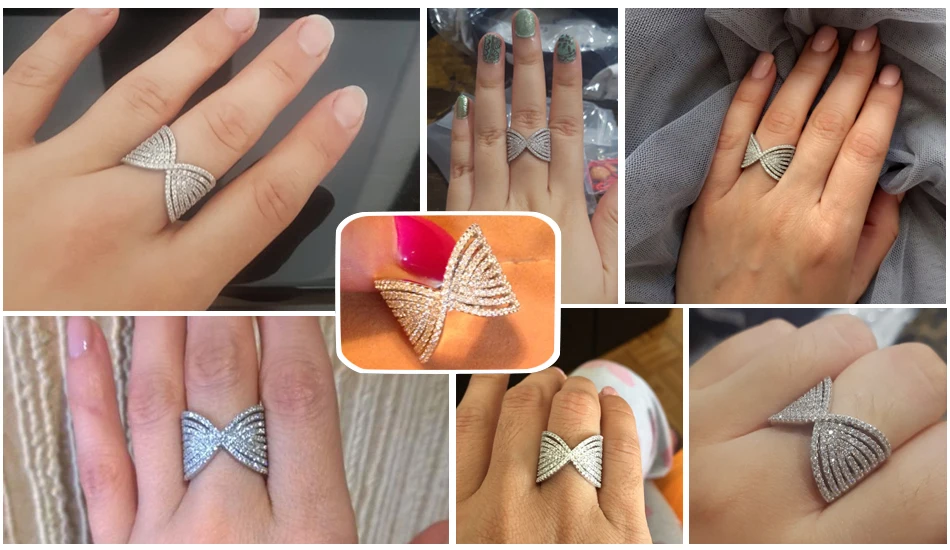 ORSA JEWELS, дизайн с бантом, блестящие Австрийские фианиты AAA, серебряные кольца для женщин, обручальное кольцо без содержания свинца и никеля OR90