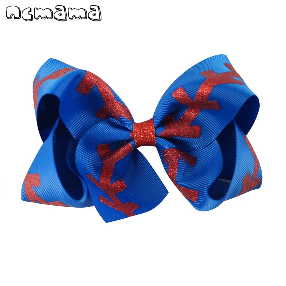 Ncmama 4 5 дюймовый детский печать волос луки Grosgrain блеск головные уборы бутик