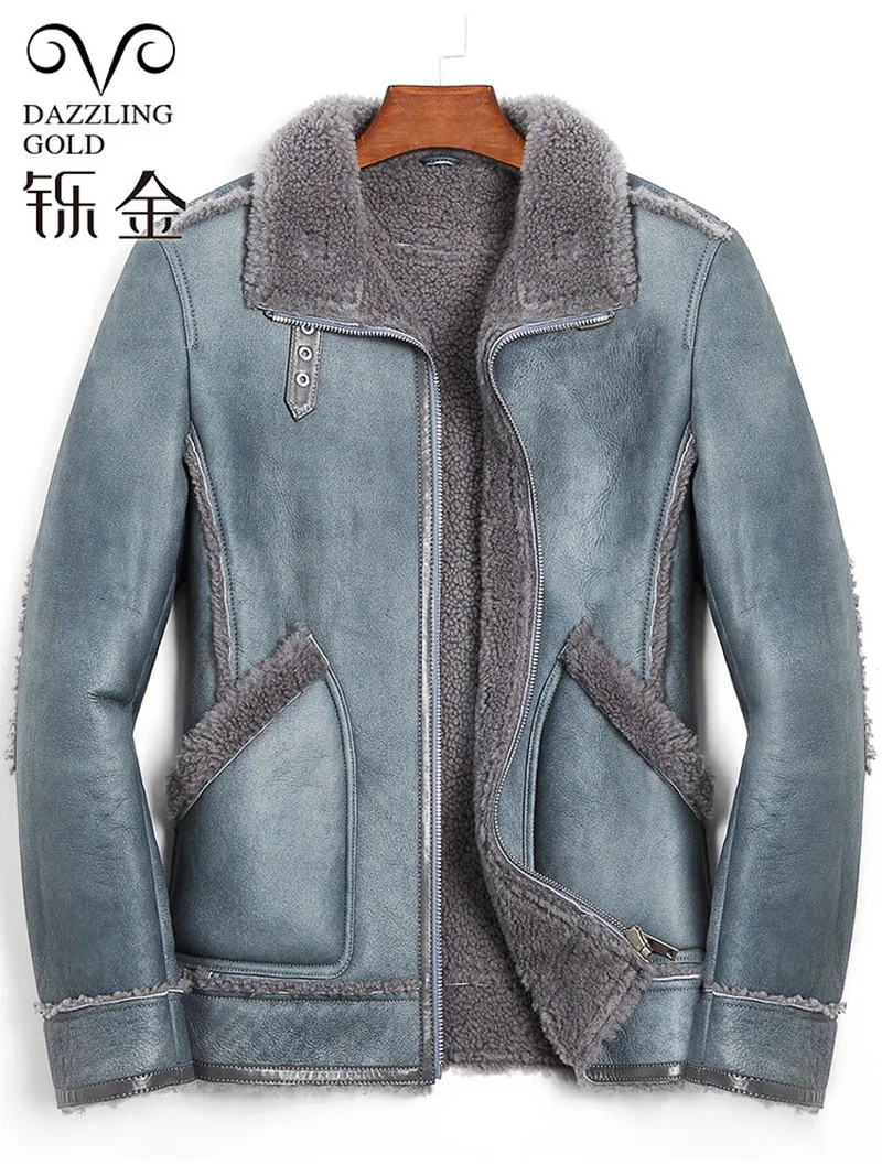 Мужская повседневная куртка из овечьей шерсти толстое пальто 100% натуральной