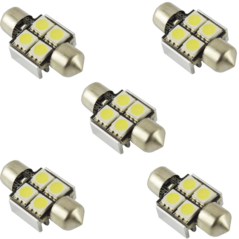 YSY 10 шт./лот белый свет без ошибок 31 мм/36 мм 5050 4SMD DC 12 В гирлянда купольные