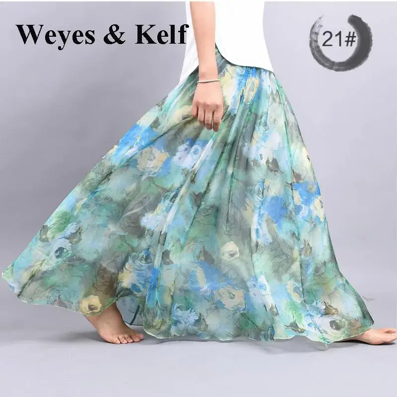 Женская шифоновая юбка Weyes & Kelf длинная Плиссированная пляжная черного цвета с