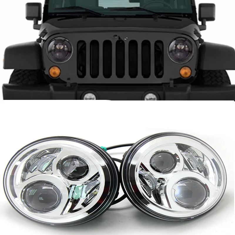 Круглсветодиодный светодиодные фары 2 шт. x 7 дюймов для Jeep Wrangler JK TJ дальнего света