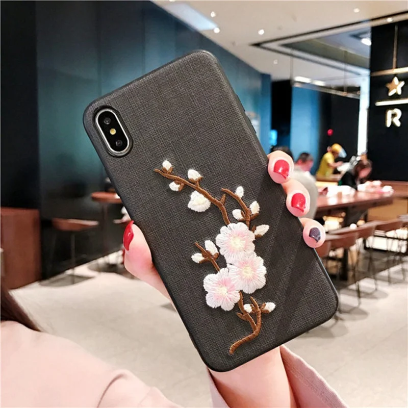 Ткань из искусственной кожи с вышитыми цветами чехол для телефона huawei P30 P20