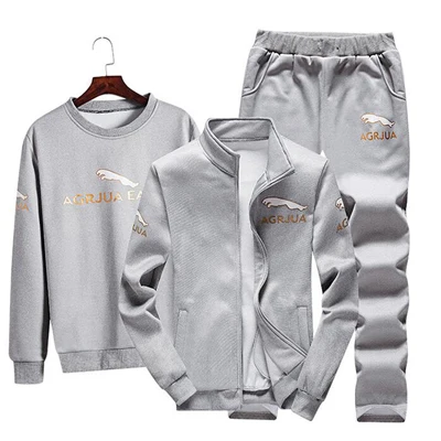 style 2 gray Теплый спортивный костюм Для мужчин 3 шт./компл. Зимний спортивный костюм для мальчиков, Термальность толстовки комплекты флисовый спортивный костюм ветрозащитный тренажерный зал Run спортивная одежда - Цвет: style 2 gray