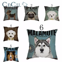 cute dogs cotton linen throw pillow covers pillowcase decorative cushion cover for car home kids toys gifs almofadas para sofa