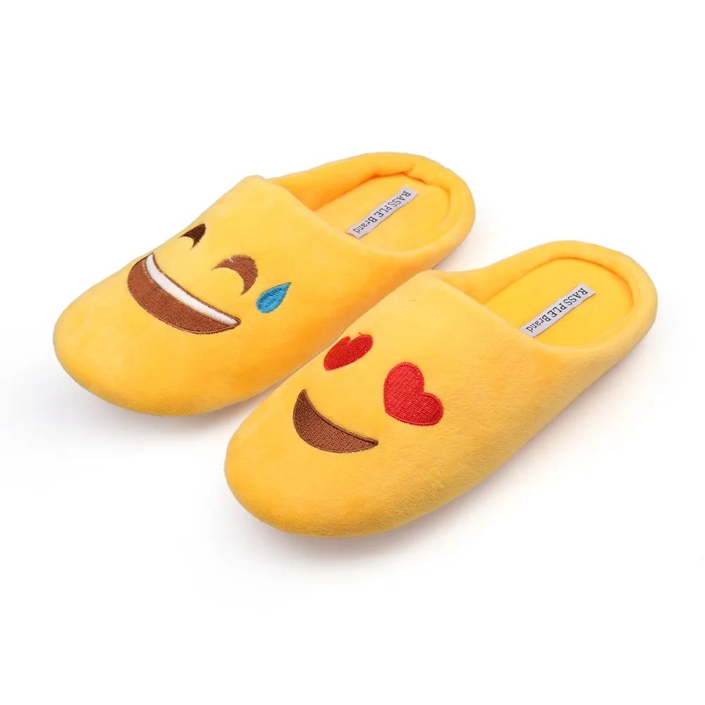 RASS/женские мягкие бархатные домашние тапочки милая домашняя обувь со смайликами