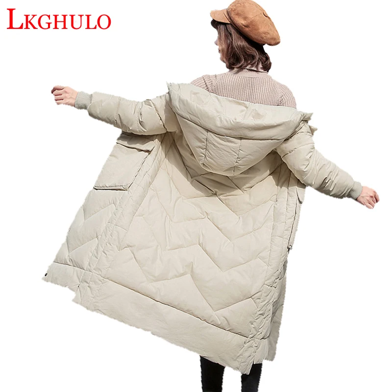 LKGHULO 2018 новые женские длинные парки зимние пальто утолщенная зимняя куртка
