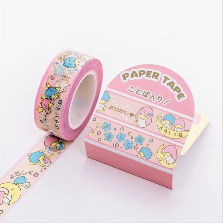 little twin stars 15 мм Little Twin Stars Cinnamoroll с рисунками из мультфильма «My Melody» Kitty Gudetama лента для декорации Washi DIY планировщик дневник в стиле Скрапбукинг изоляционная лента - Цвет: little twin stars