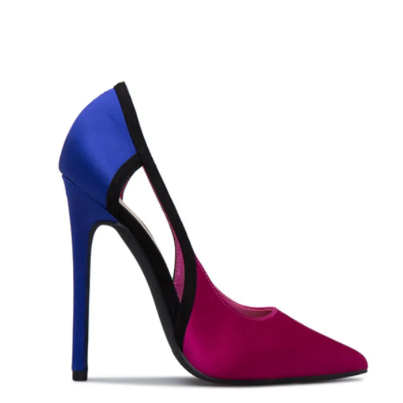 Sapatos Feminino весенние женские туфли лодочки с цветными блоками на высоком каблуке