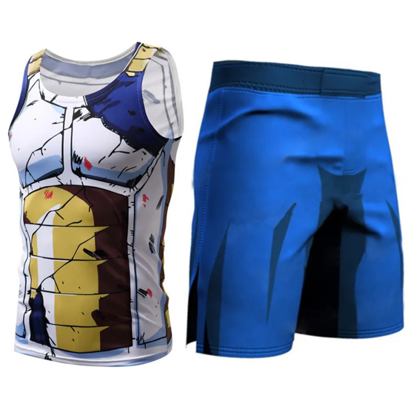 Men's Tank Top Sleeveless Compression Clothing Cosplay Costume Son Goku Anime Vegeta Tops Fitness Tanktop Мужская одежда