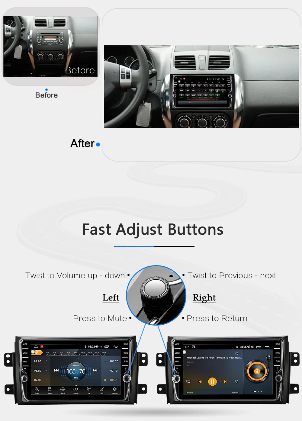 Funrover Octa 8 ядра Android8.1 Штатное Головное устройство Suzuki SX4 2006-2013 GPS Android aвтомагнитола магни тола 2 din автомагнитолы 2DIN Андроид для Сузуки SX4 штатная магнитола а втомобильная мультимедиа