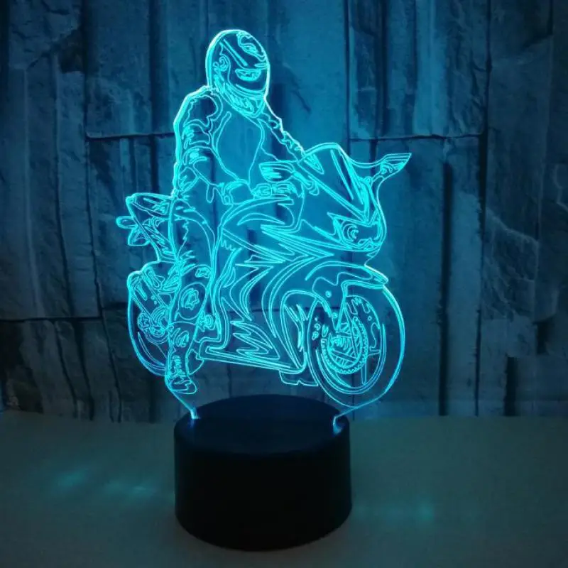 Новый мотоцикл 3d красочная сенсорная настольная лампа Ночная Usb цветная