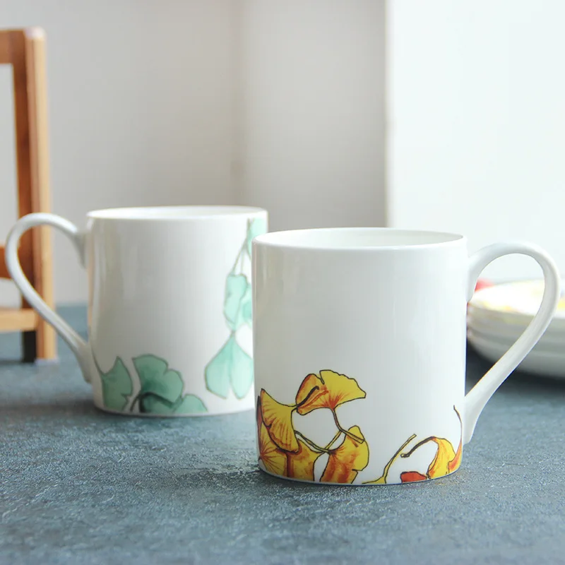 1 шт. 400 мл натуральный дизайн тонкая кружка из костяного фарфора креативная