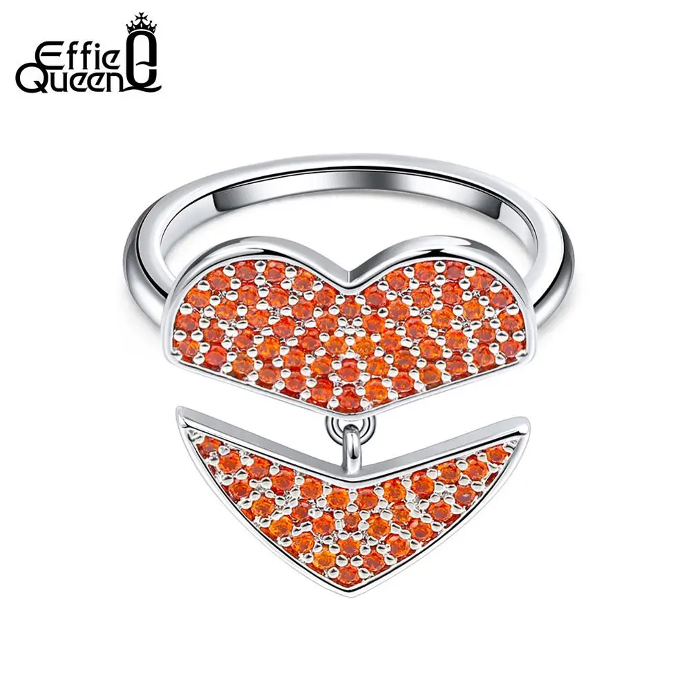 Effie Queen романтическое сердце кольца для Для женщин Красный AAA кубический циркон