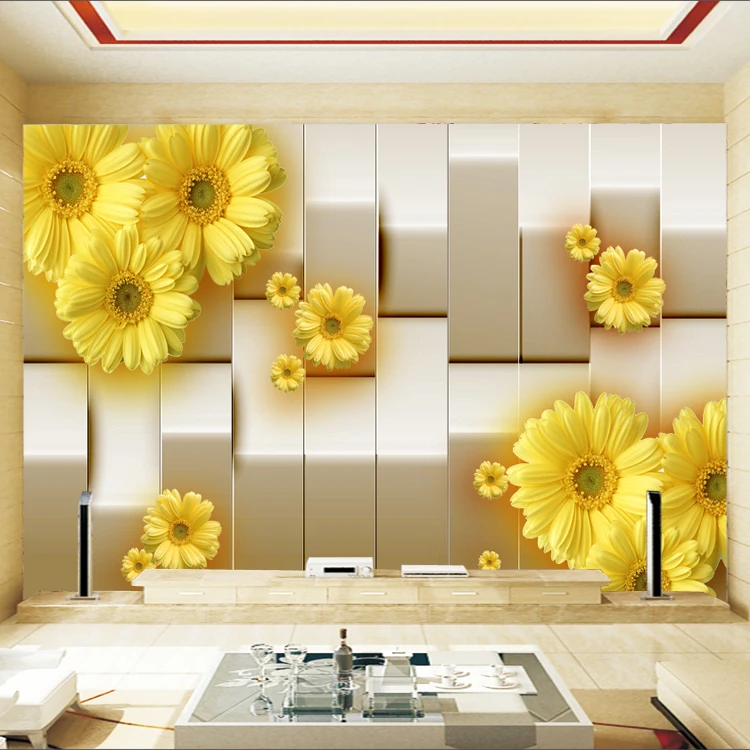 Желтая хризантема цветок 3d Настенные обои для гостиной ТВ диван фон 8d фото фрески