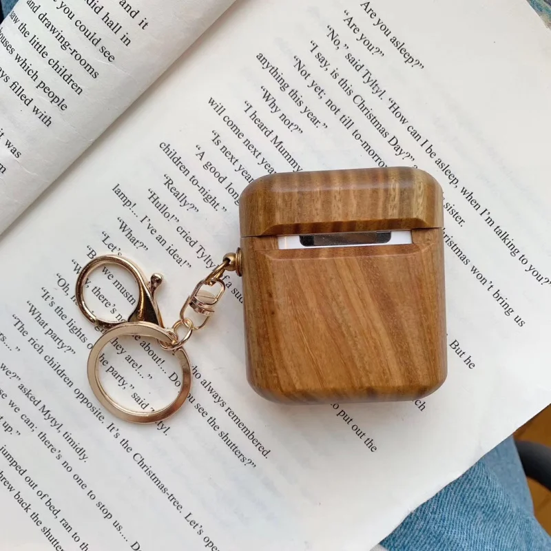 Жесткий Чехол для AirPods, защитный чехол из твердой древесины, противоударный чехол для Apple, чехол для зарядки наушников с украшениями