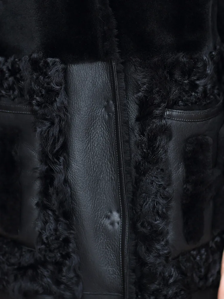 Пальто из натурального меха, куртка из натуральной кожи, осенне-зимнее пальто, женская одежда, корейское винтажное пальто из овчины, топы CLF956