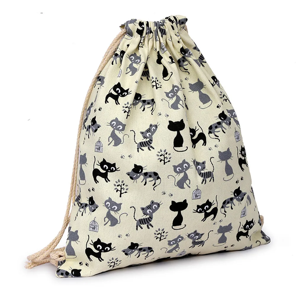 Drawstring Рюкзак Унисекс Модный хлопковый материал для отдыха спортивный рюкзак