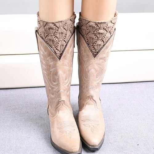 Стильные женские зимние вязаные гетры вязанные крючком короткий вкладыш с