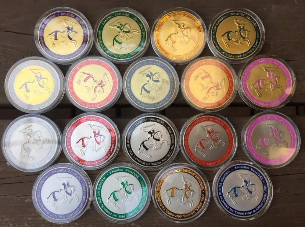 Набор 18 шт. Рыцари Тамплиер меч медаль посеребренные Позолоченные памятные