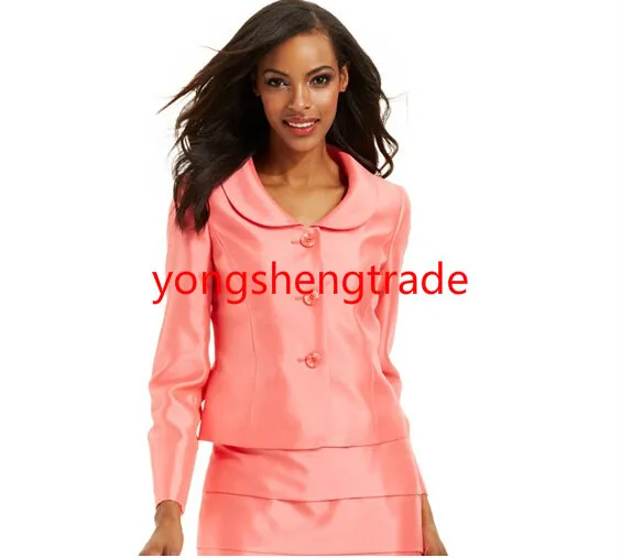 Классический стиль Многоуровневая юбка шантунг костюм на заказ розовый женский