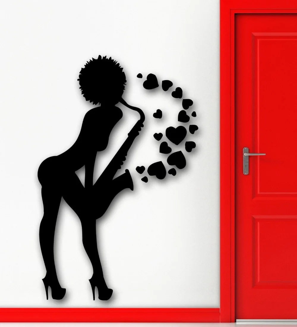 Наклейки на стену Виниловая наклейка Черная дама блюз джаз музыка романтика