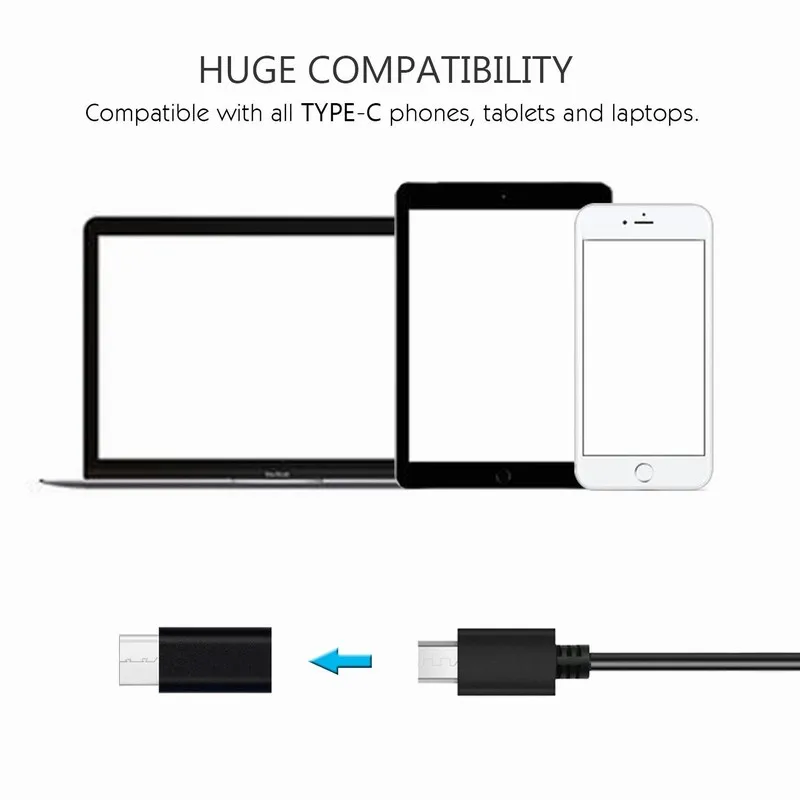 Адаптер Ascromy USB C 10 шт. для LG V20 Huawei P9 Microsoft Lumia 950 HTC Bolt ZTE Axon 7 BLU Pure XR алюминиевый черный