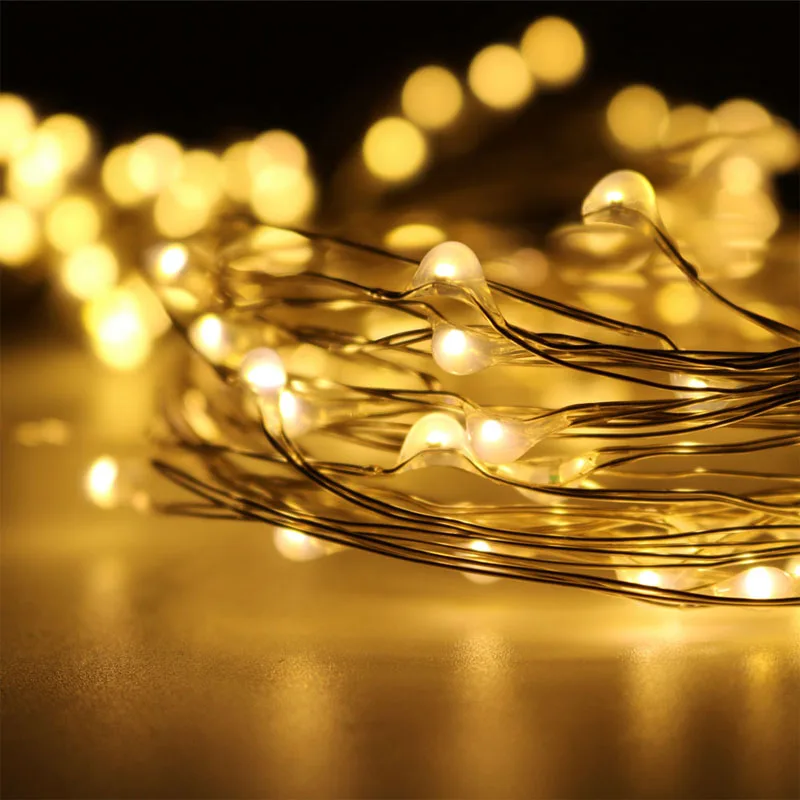 100x Светодиодные крошечные микро батареи гирлянды медный провод спальня Фея свет