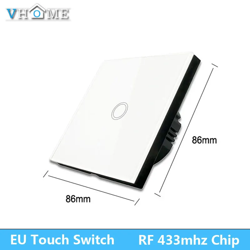 Vhome LED light touch switch rf glass panel Smart remote control EU Type 220V For Home Sensor Switches | Обустройство дома