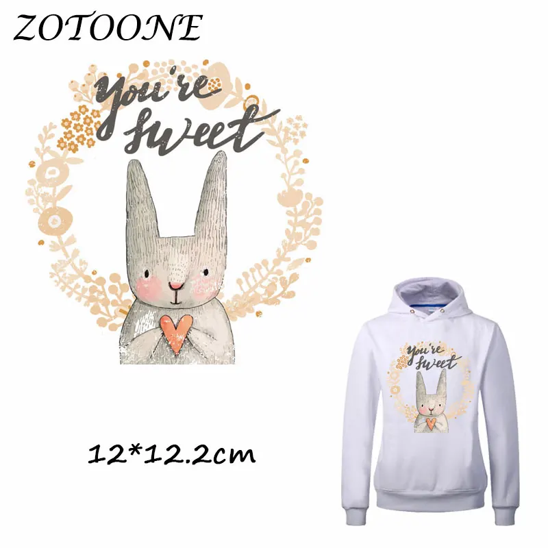 

ZOTOONE Heat Transfer Clothes Stickers Sweet Bunny Patches for T Shirt Jeans Iron-on Transfers DIY Decoration Applique Clothes C