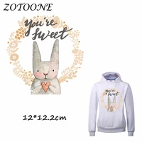 zotoone heat transfer clothes stickers sweet bunny patches for t shirt jeans iron on transfers diy decoration applique clothes c