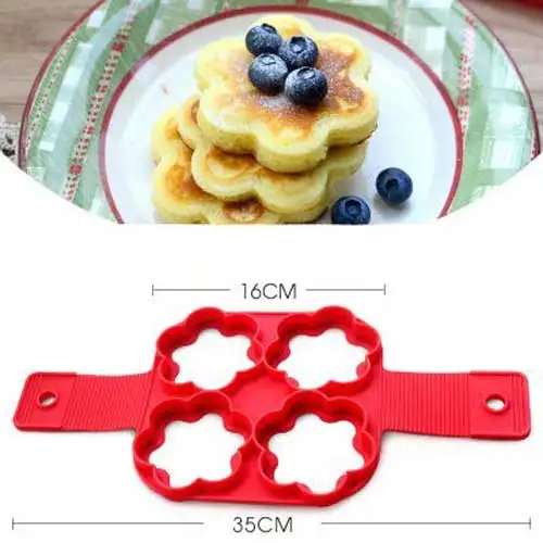 shape 4 flower 1 шт. силиконовые антипригарным фантастические яйцо блинница кольцо кухня выпечки омлет формы флип плита - Цвет: shape 4 flower