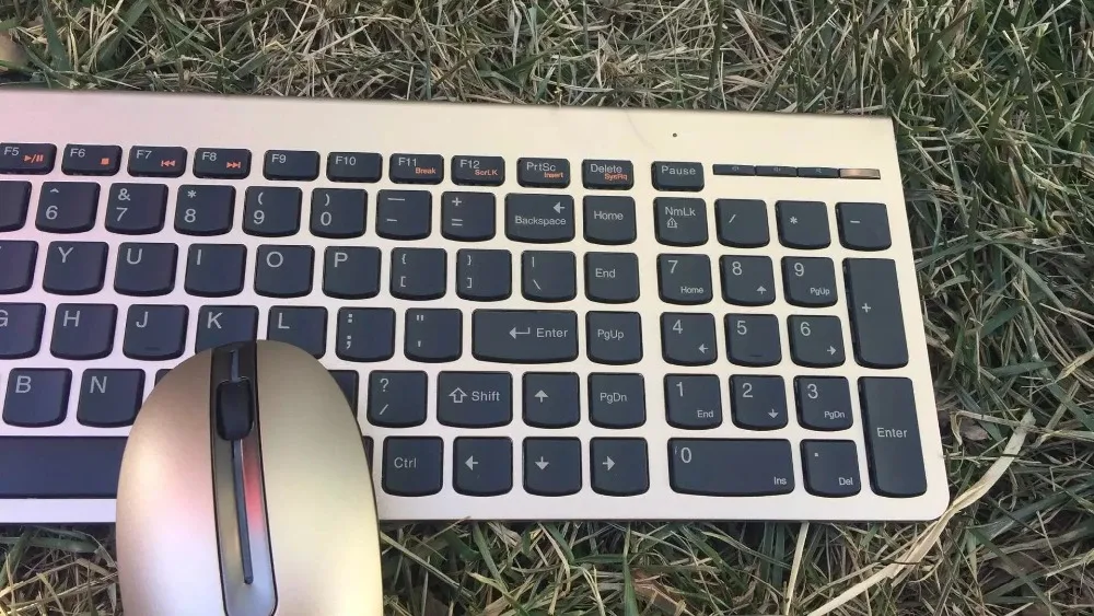 Клавиатура и мышь MAORONG для Lenovo SK8861 KM5922 серебристый золотой беспроводной лазерный
