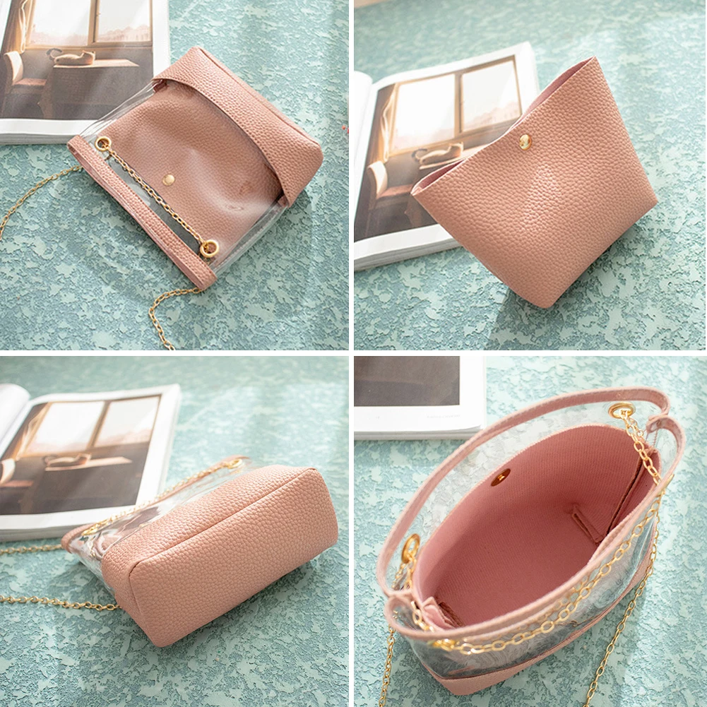 

2019 Transparent Small Square Shoulder Bag Clear PVC PU leather Messenger Bag New Chain Ladies Handbag Mini Pouch Bolsa Feminina