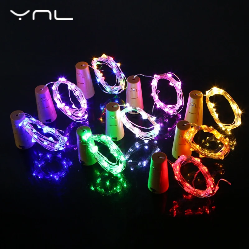 YNL светодиодные фонари 2M RGB медный провод бутылки вина Натуральная пробка в форме